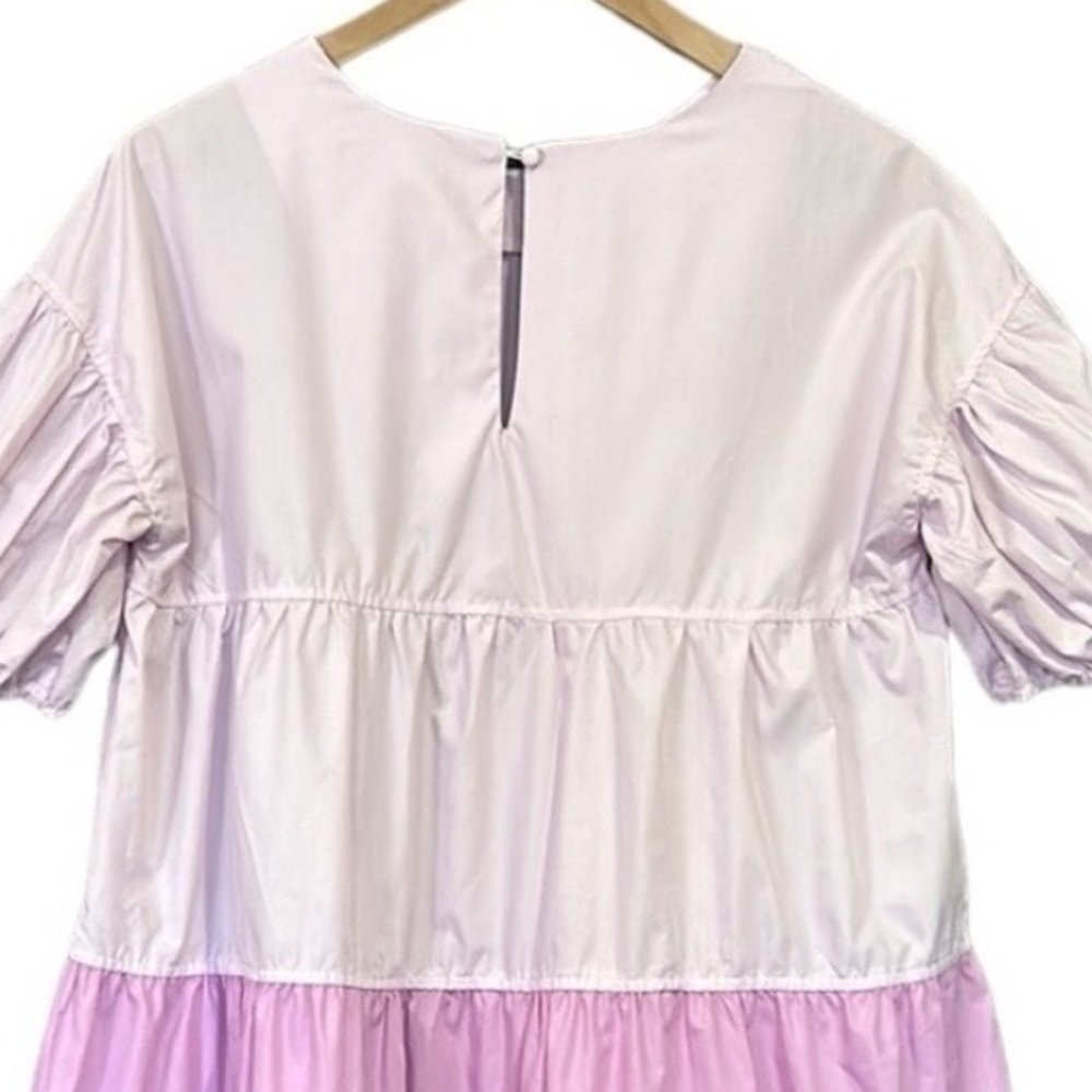 Aaron & Amber Tiered Colorblock Short Sleeve Babydoll Mini Dress Size Small - Picture 9 of 11